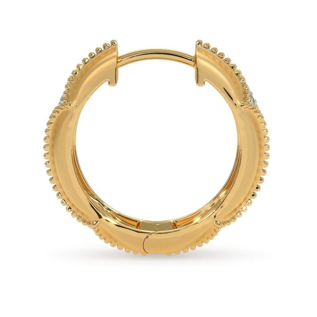 18k Solid Yellow Gold Handmade Diamond Hoop Earrings, Hoop Earrings, Gold Earrings, Diamond Earrings - Jalvi & Co.