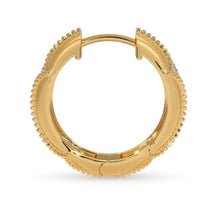 Load image into Gallery viewer, 18k Solid Yellow Gold Handmade Diamond Hoop Earrings, Hoop Earrings, Gold Earrings, Diamond Earrings - Jalvi & Co.