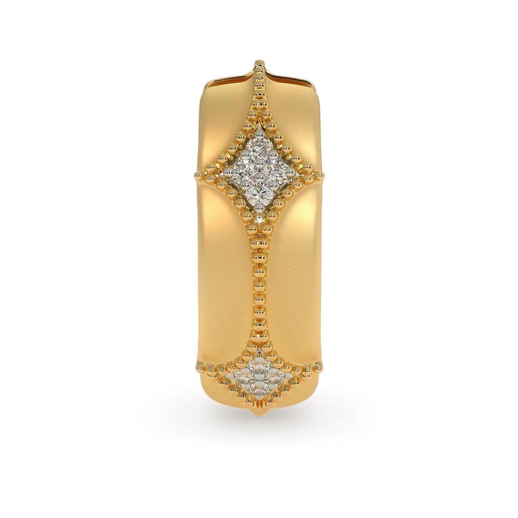 18k Solid Yellow Gold Handmade Diamond Hoop Earrings, Hoop Earrings, Gold Earrings, Diamond Earrings - Jalvi & Co.