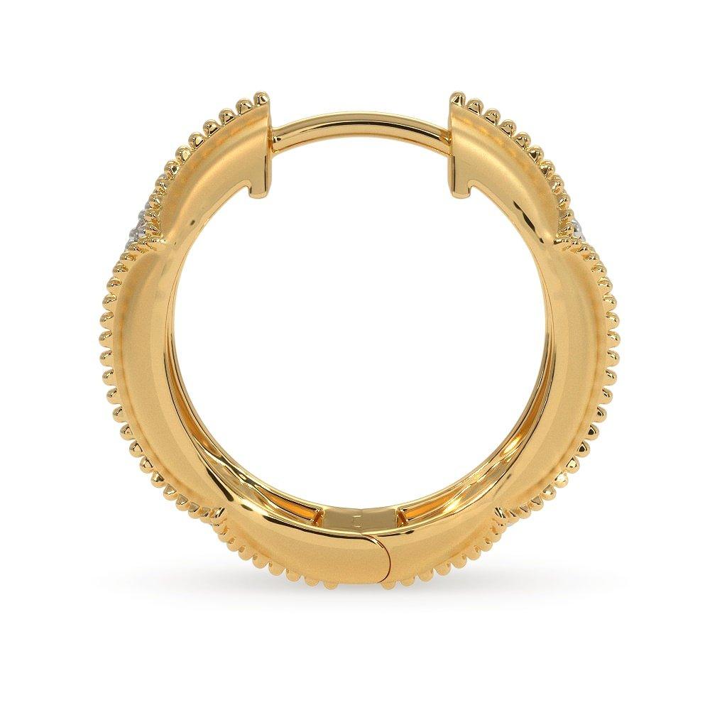 18k Solid Yellow Gold Handmade Diamond Hoop Earrings, Hoop Earrings, Gold Earrings, Diamond Earrings - Jalvi & Co.