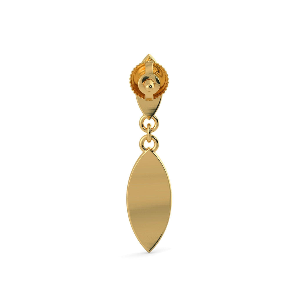 18k Solid Yellow Gold Handmade Leaf Drop Earrings, Leaf Earrings, Gold Earrings - Jalvi & Co.