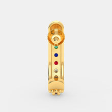 Load image into Gallery viewer, 18k Solid Yellow Gold Handmade Navratna Gemstone Hoop Earrings, Navratna Earrings, Nine Gemstone Earrings, Gemstone Earrings - Jalvi & Co.