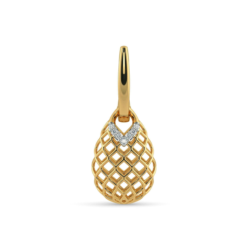 18k Solid Yellow Gold Handmade Pineapple Diamond Earrings, Pineapple Earrings, Gold Earrings, Diamond Earrings - Jalvi & Co.