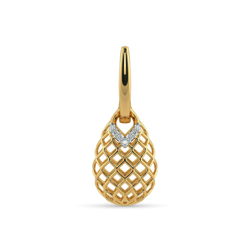 18k Solid Yellow Gold Handmade Pineapple Diamond Earrings, Pineapple Earrings, Gold Earrings, Diamond Earrings - Jalvi & Co.