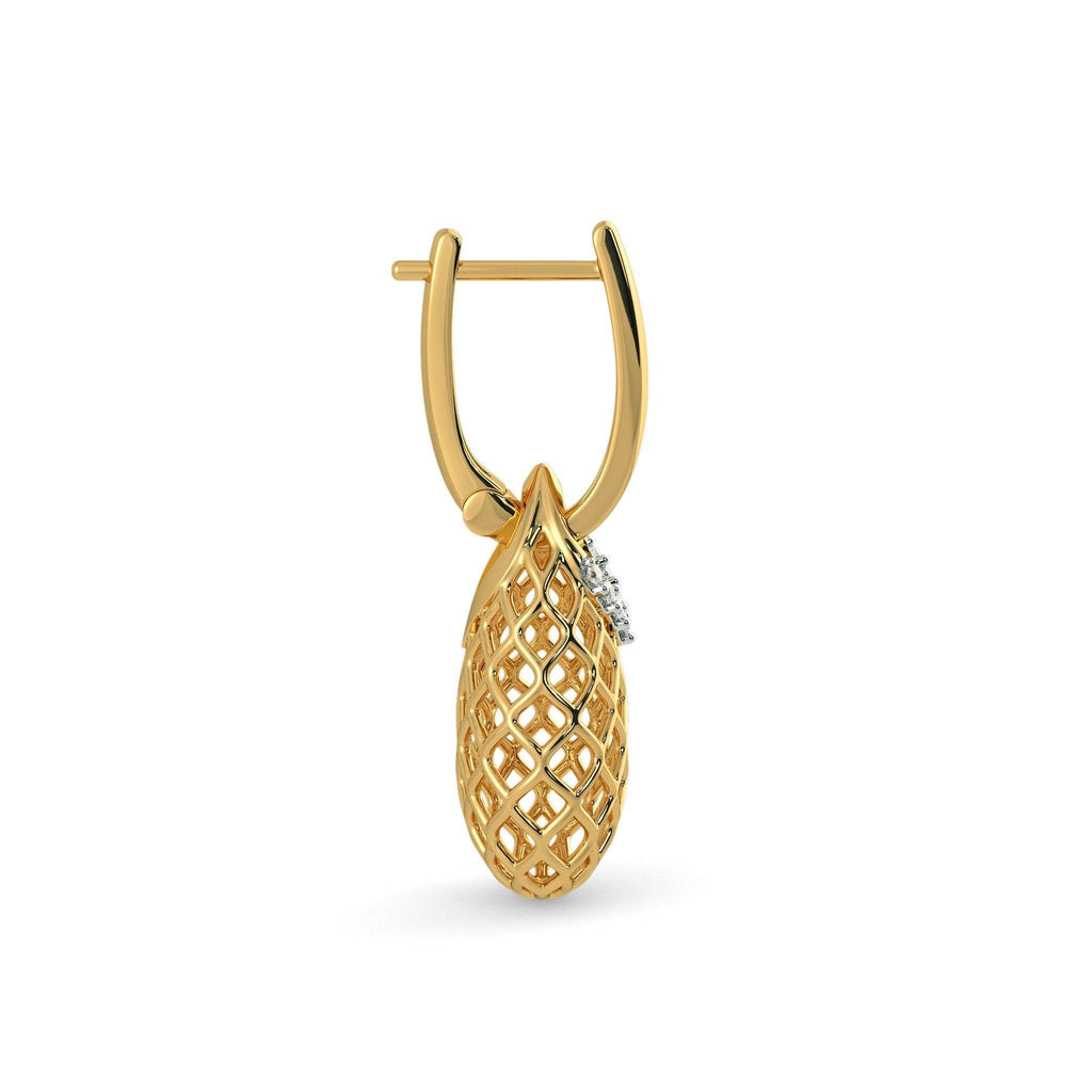 18k Solid Yellow Gold Handmade Pineapple Diamond Earrings, Pineapple Earrings, Gold Earrings, Diamond Earrings - Jalvi & Co.