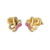 18k Solid Yellow Gold Handmade Pretty Butterfly Earrings, Butterfly Earrings, Gold Earrings, Sapphire Earrings