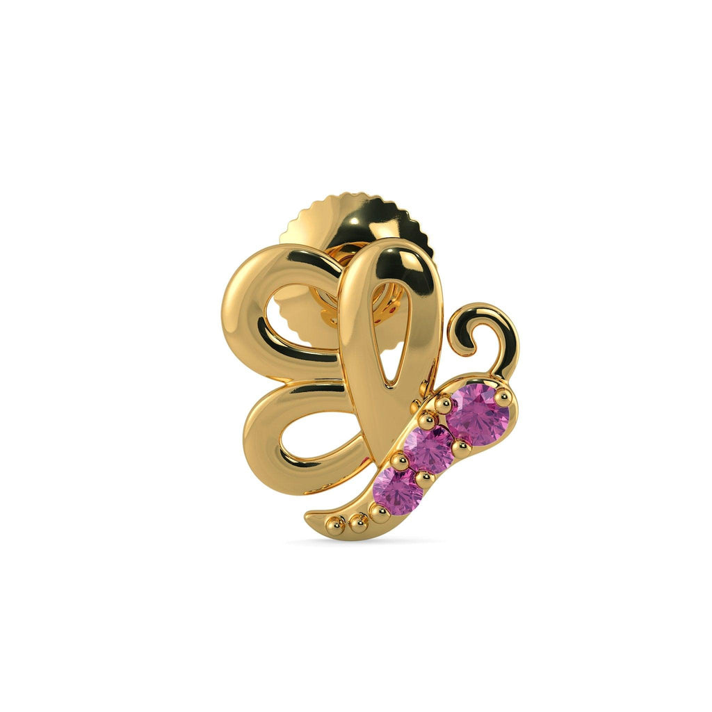 18k Solid Yellow Gold Handmade Pretty Butterfly Earrings, Butterfly Earrings, Gold Earrings, Sapphire Earrings - Jalvi & Co.