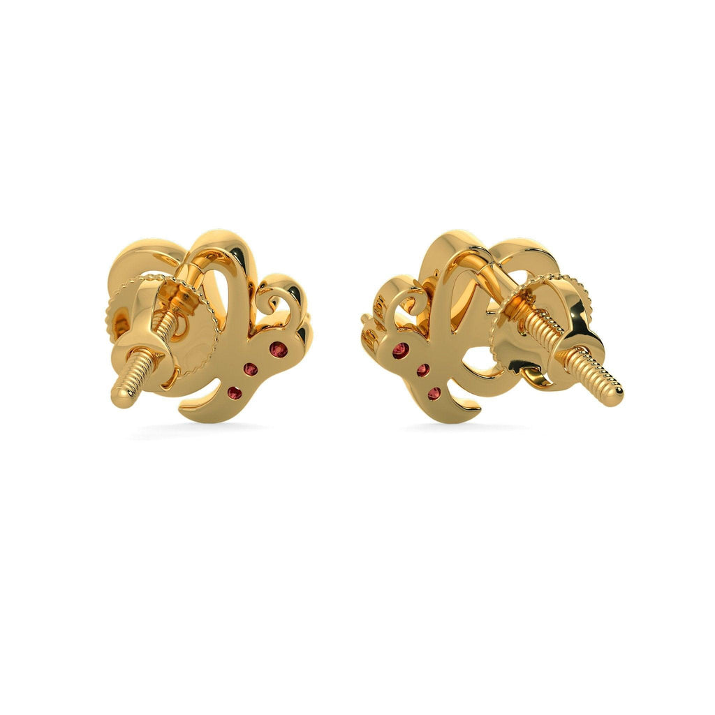 18k Solid Yellow Gold Handmade Pretty Butterfly Earrings, Butterfly Earrings, Gold Earrings, Sapphire Earrings - Jalvi & Co.