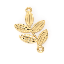 Load image into Gallery viewer, 18k Solid Yellow Leaf Connector 15x10mm with 2.20mm Closed Jump Rings Finding - Jalvi & Co.