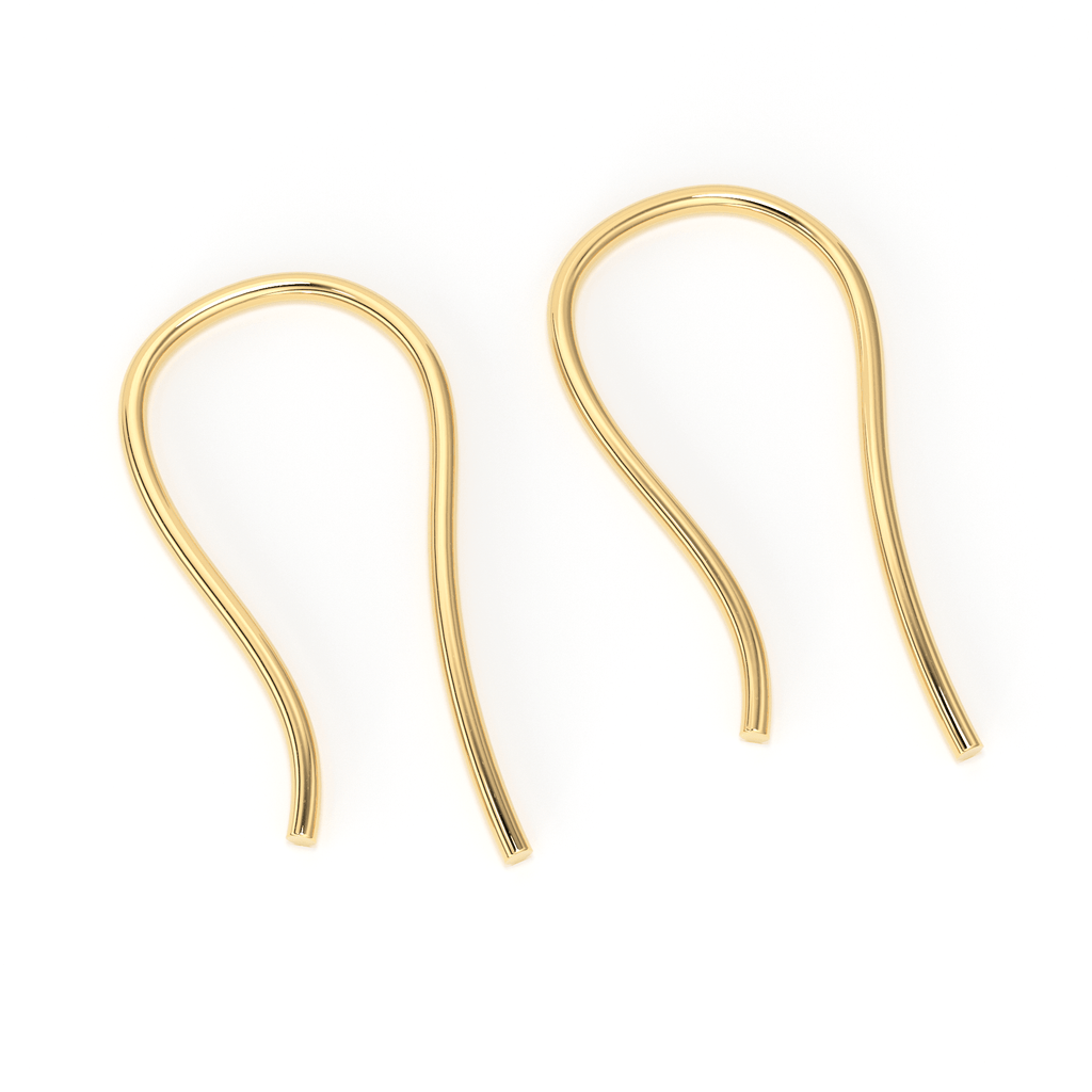18x9mm 0.80mm 21 Gauge 18k Solid Yellow Gold Earwires Pair for Half Drilled Gemstones - Jalvi & Co.
