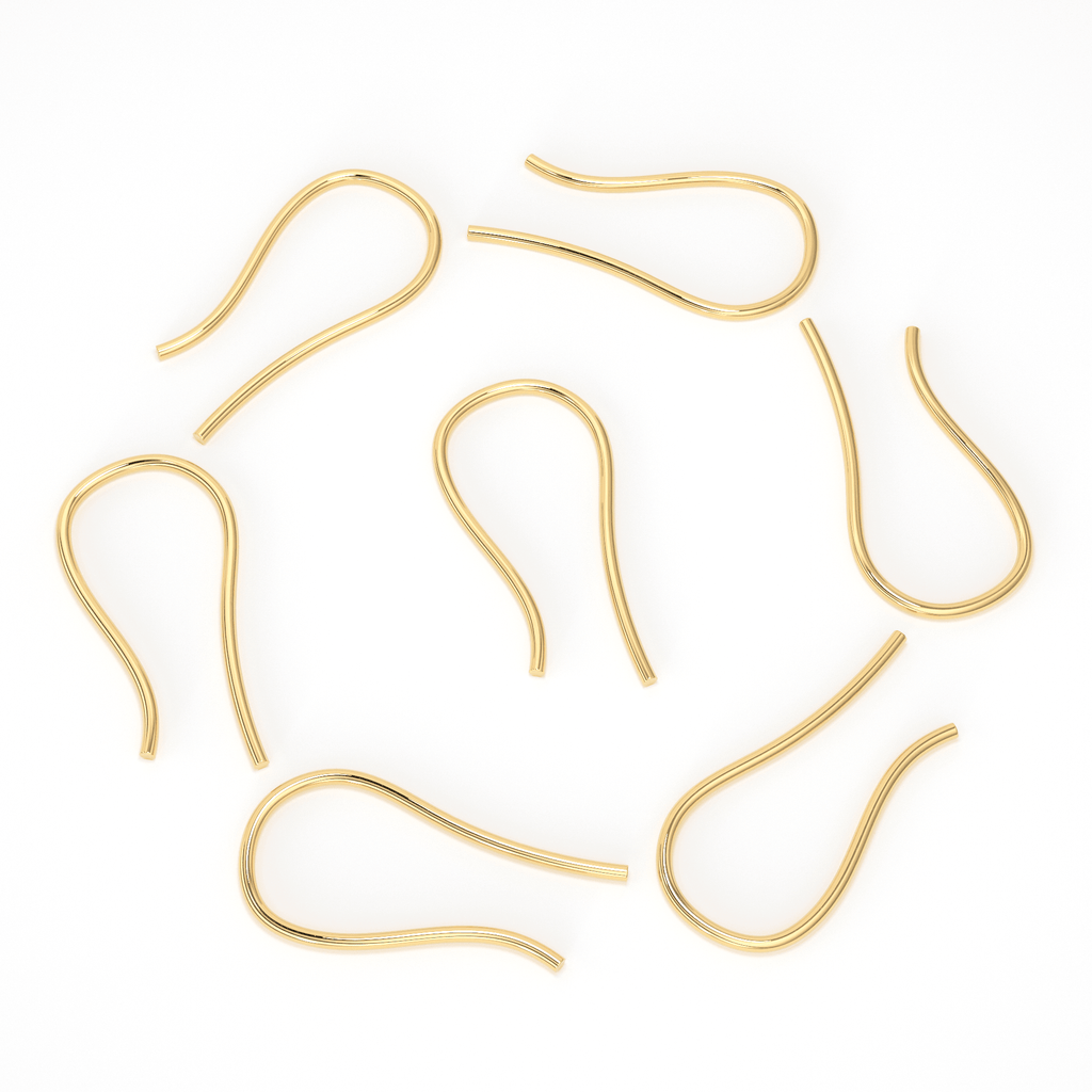 18x9mm 0.80mm 21 Gauge 18k Solid Yellow Gold Earwires Pair for Half Drilled Gemstones - Jalvi & Co.