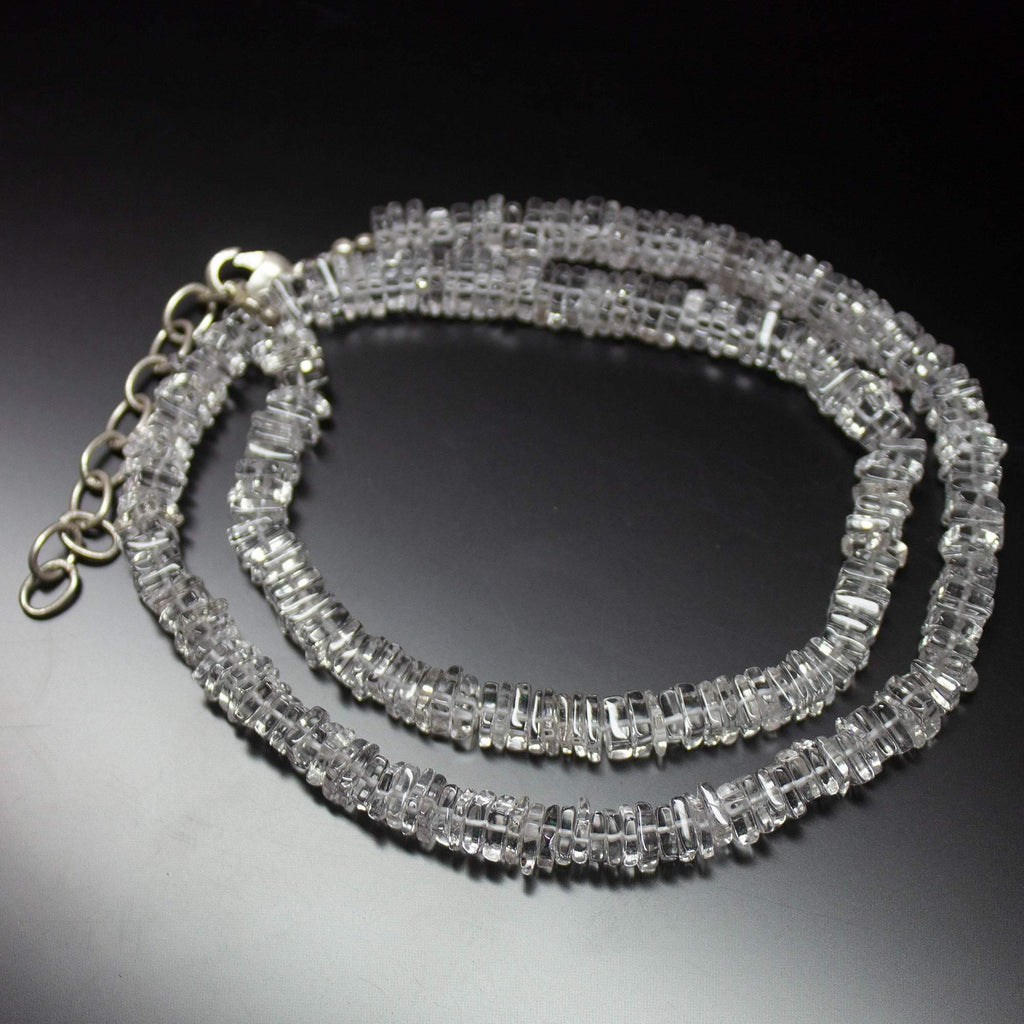 19 inches, 5.5mm, Natural Crystal White Quartz Smooth Square Beaded Necklace - Jalvi & Co.