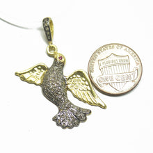 Load image into Gallery viewer, 1pc Bird Pave Diamond 925 Sterling Silver Gold Vermeil Charm Pendant 40mmx34mm - Jalvi &amp; Co.