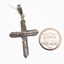 Load image into Gallery viewer, 1pc Holy Cross Pave Diamond 925 Sterling Silver Gold Vermeil Charm Pendant 48mmx25mm - Jalvi &amp; Co.
