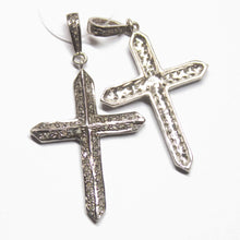 Load image into Gallery viewer, 1pc Holy Cross Pave Diamond 925 Sterling Silver Gold Vermeil Charm Pendant 48mmx25mm - Jalvi &amp; Co.