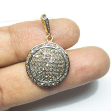 Load image into Gallery viewer, 1pc Round Pave Diamond 925 Sterling Silver Gold Vermeil Charm Pendant 33mmx20mm - Jalvi &amp; Co.