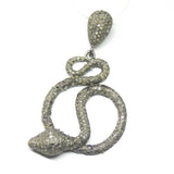 1pc Snake Pave Diamond 925 Sterling Silver Gold Vermeil Charm Pendant 45mmx25mm