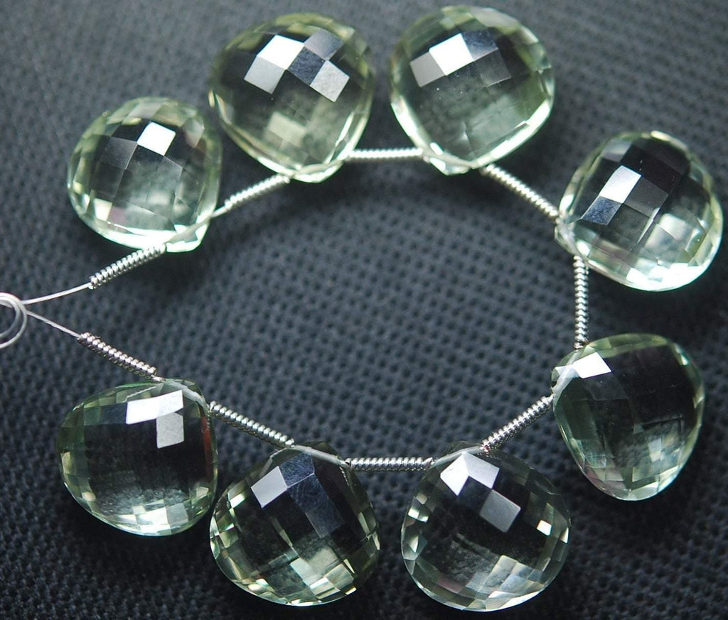 2 Match Pair, Super Rare AAA Green Amethyst Faceted Heart Shape Briolette's Calibrated Size 16mm - Jalvi & Co.