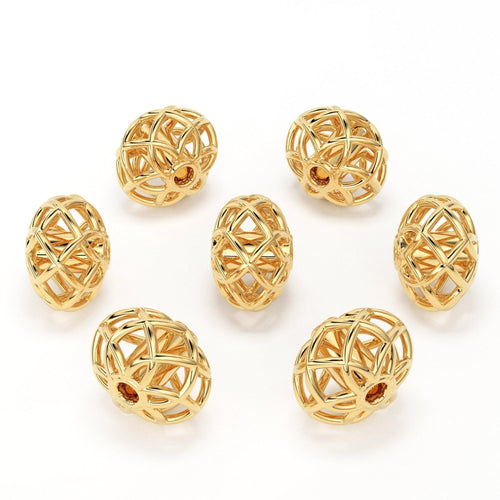 2 pieces Oval Designer 14k 18k Solid Gold Handmade Gold Spacer Bead Jewelry Making Supply 4.60x3.40mm - Jalvi & Co.