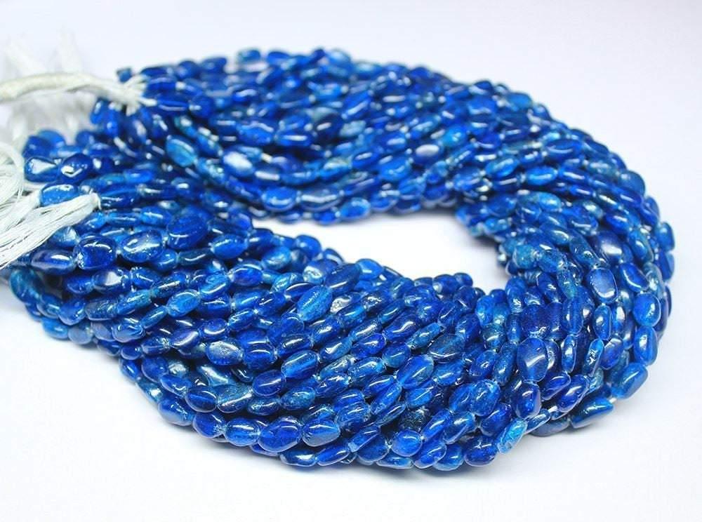 2 Strand Neon Blue Apatite Smooth Oval Loose Gemstone Beads Strand 6mm 10mm 13" - Jalvi & Co.
