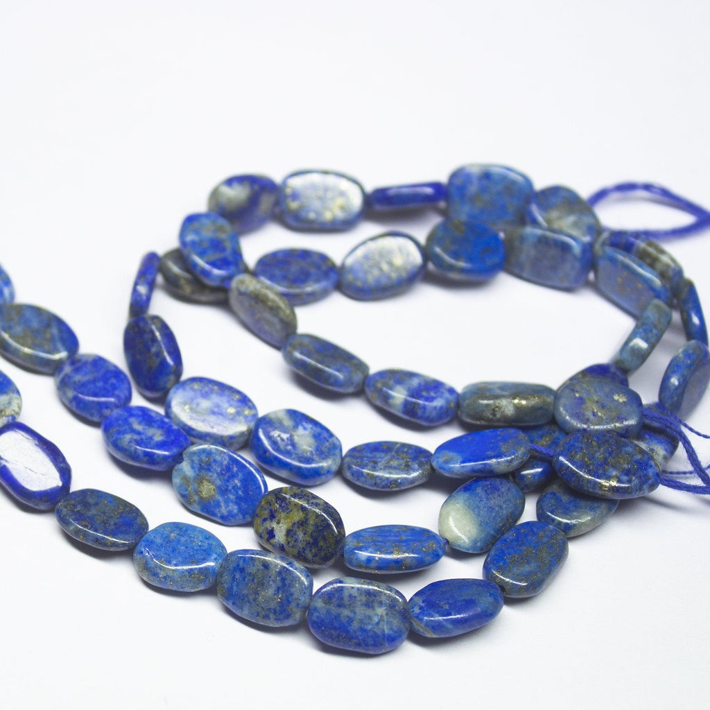 2 x 11 inch, 10-11mm, Blue Lapis Lazuli Smooth Oval Shape Beads, Lapis Lazuli Beads - Jalvi & Co.