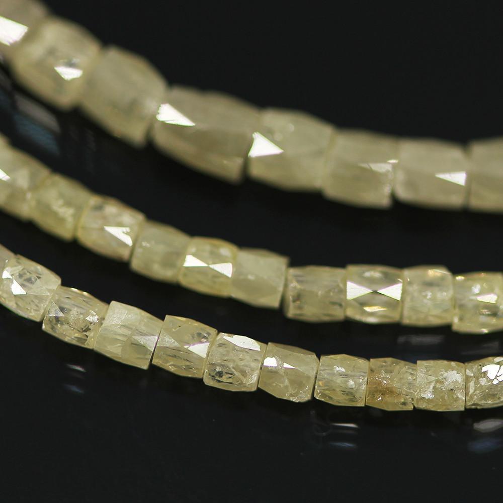 20.84ct Faint Yellow Diamond Faceted Tube Fancy Beads Strand 15" Strand 1.39-3.4mm - Jalvi & Co.