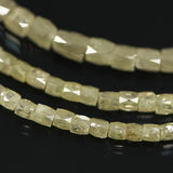 20.84ct Faint Yellow Diamond Faceted Tube Fancy Beads Strand 15