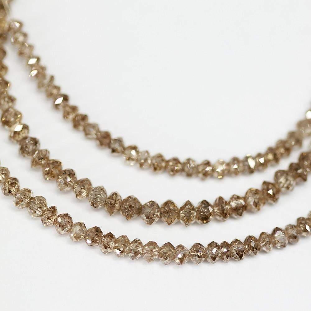 22ct Natural Champagne Fancy Diamond Faceted Rondelle Beads 14" Strand 2mm to 3mm - Jalvi & Co.