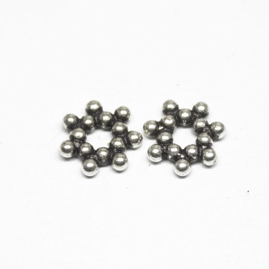 26 Snowflake Spacer Bead Antique Silver Tone Dot Beads - Jalvi & Co.