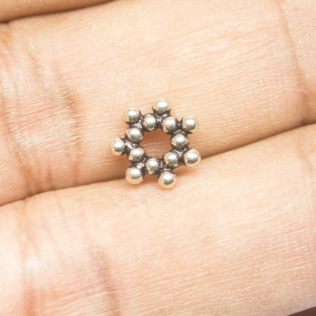 26 Snowflake Spacer Bead Antique Silver Tone Dot Beads - Jalvi & Co.