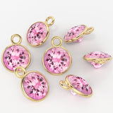 2pc 14k Solid Yellow Gold 6mm Natural Pink Tourmaline Charm Pendant / Pink Tourmaline Charm / Tourmaline Charm / Solid Gold Charm