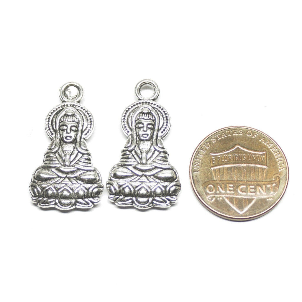 3 Buddha Charms Antique Silver Tone Meditation Charm - Jalvi & Co.