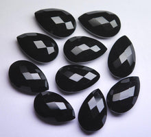 Load image into Gallery viewer, 3 Matched Pair Black Onyx Faceted Pear Shape Briolettes, 10X14mm Size. - Jalvi & Co.