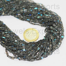 Load image into Gallery viewer, 3 Strand Lot Blue Labradorite Smooth Gemstone Rectangle Bead Strand 3mm 4mm 15" - Jalvi & Co.