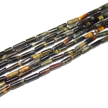 Load image into Gallery viewer, 3 Strand Natural Blue Hawk&#39;s Eye Smooth Tube Gemstone Beads Strand 13&quot; 6mm 15mm - Jalvi &amp; Co.