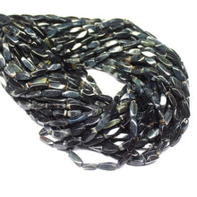 Load image into Gallery viewer, 3 Strand Twisted Hawks Eye Smooth Tube Gemstone Beads Strand 14&quot; 7mm 15mm - Jalvi &amp; Co.