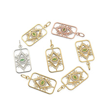 Load image into Gallery viewer, 31mm Evil Eye Emerald Rectangle Pendant / Emerald 14k Solid Gold Charm Pendant / Emerald Charm / Protection Jewelry For Her - Jalvi & Co.