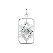 Load image into Gallery viewer, 31mm Evil Eye Emerald Rectangle Pendant / Emerald 14k Solid Gold Charm Pendant / Emerald Charm / Protection Jewelry For Her - Jalvi & Co.