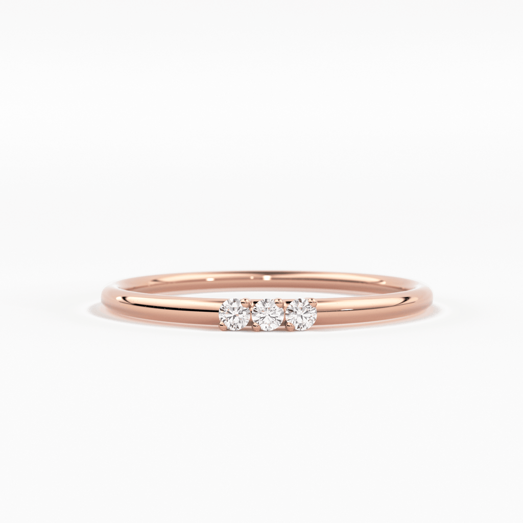 Minimalist Ring 14k Solid Gold / Diamond Ring / 1.5MM Triple Stone Ring / Thin Gold Stacking Rings / Promise Ring / Christmas Gift - Jalvi & Co.