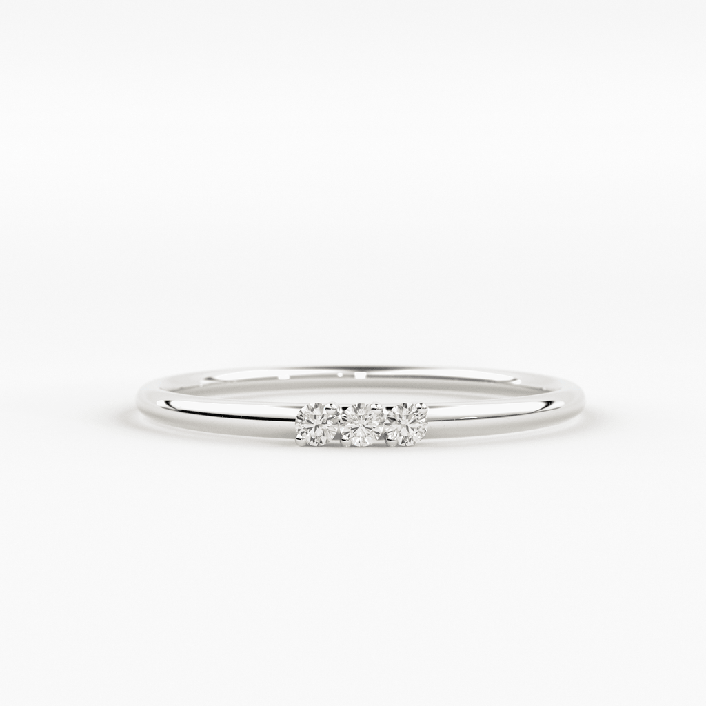 Minimalist Ring 14k Solid Gold / Diamond Ring / 1.5MM Triple Stone Ring / Thin Gold Stacking Rings / Promise Ring / Christmas Gift - Jalvi & Co.