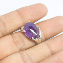 Load image into Gallery viewer, 4.20g, Handmade Natural Purple Amethyst Oval Cabochon 925 Sterling Silver Ring - Jalvi &amp; Co.