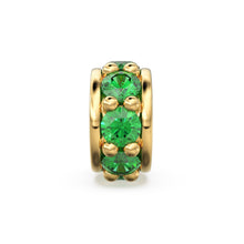 Load image into Gallery viewer, 4.2mm 18k Solid Yellow Gold Emerald Eternity Rondelle Wheel Bead Finding Spacer / Gold Rondelle Bead / Green Emerald Findings - Jalvi & Co.