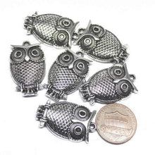 Load image into Gallery viewer, 4 Owl Charms Antique Silver Tone Bird Charm - SC129 - Jalvi &amp; Co.