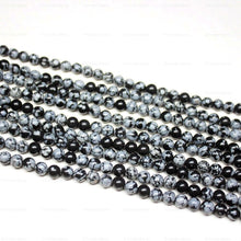 Load image into Gallery viewer, 4 Strand Natural Snowflake Obsidian Smooth Loose Round Ball Beads 6mm 15&quot; - Jalvi &amp; Co.