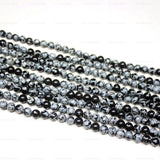 4 Strand Natural Snowflake Obsidian Smooth Loose Round Ball Beads 6mm 15
