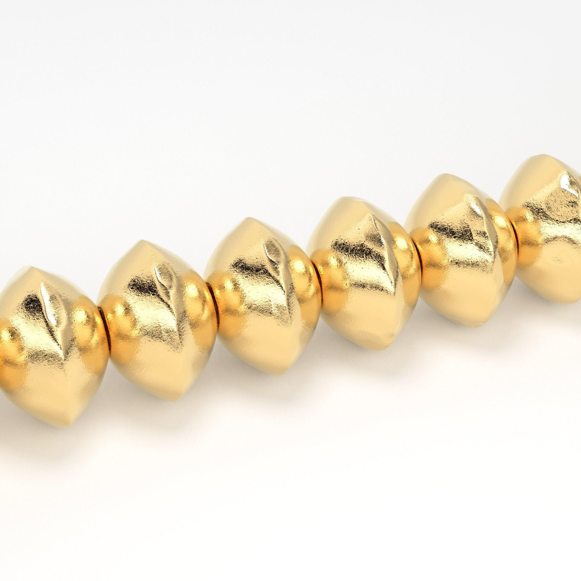 4mm 18k Solid Yellow Gold Fancy Textured Rondelle Spacer Beads (20 pieces)  2 inches long Strand