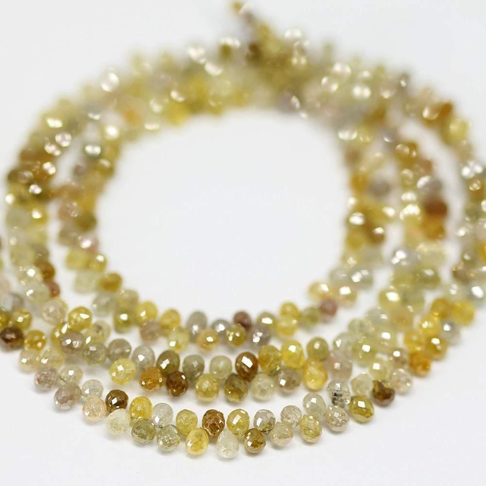 5.60ct Natural Multi Fancy Diamond Faceted Tear Drop Briolette 2" Strand 2mm to 4mm - Jalvi & Co.