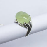 5.8g, Handmade Natural Prehnite Oval Cabochon 925 Sterling Silver Ring