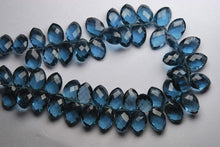 Load image into Gallery viewer, 5 Match Pair,Calibrated Size,London Blue Quartz,Faceted Marquise Shape Briolettes 12X8mm Long - Jalvi & Co.