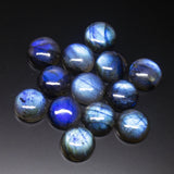 5 Matched Pair, Smooth Round Shape, 14mm Size Cabochons Labradorite Labrador